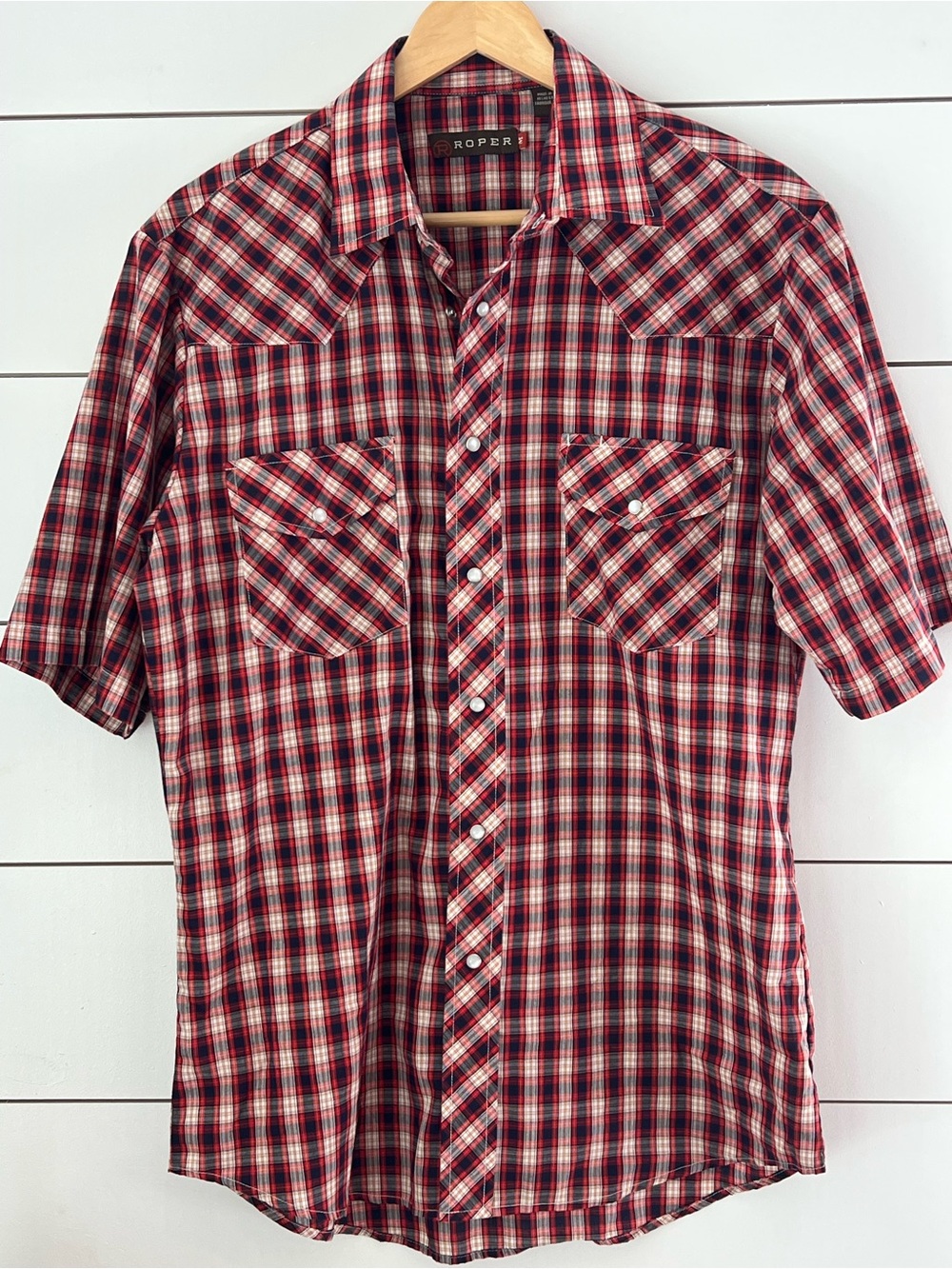 Roper Men's Western Pearl Snap Short-Sleeve Button-Down Shirt / Cowboy /‎ medium